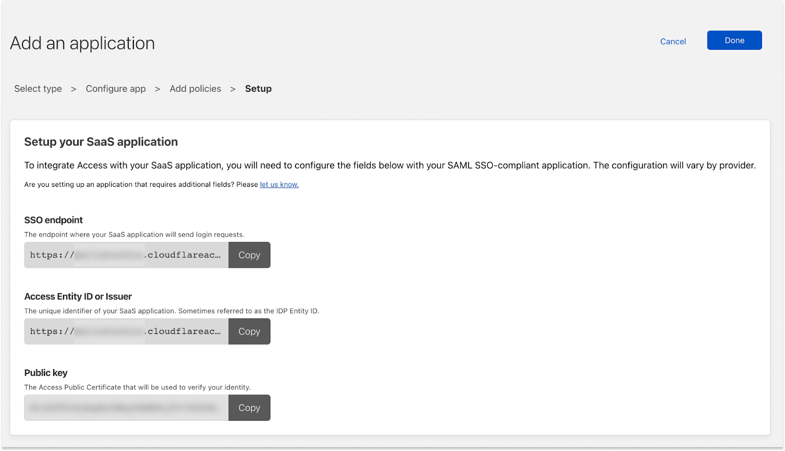 Copy SSO settings for a SaaS application from Zero Trust